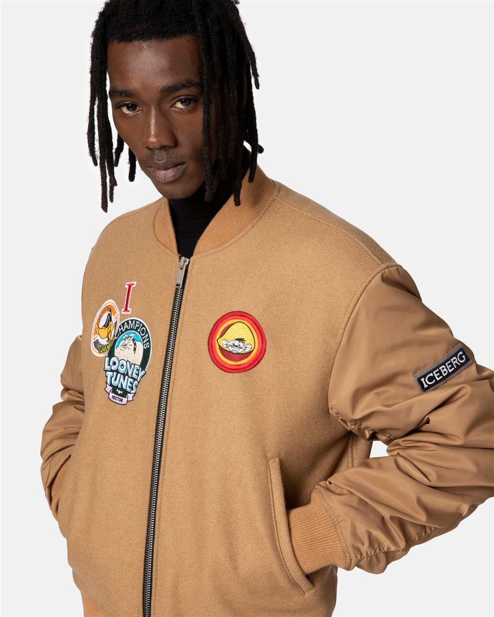 Bomber jacket with cartoon patches and logo - Iceberg - Official Website