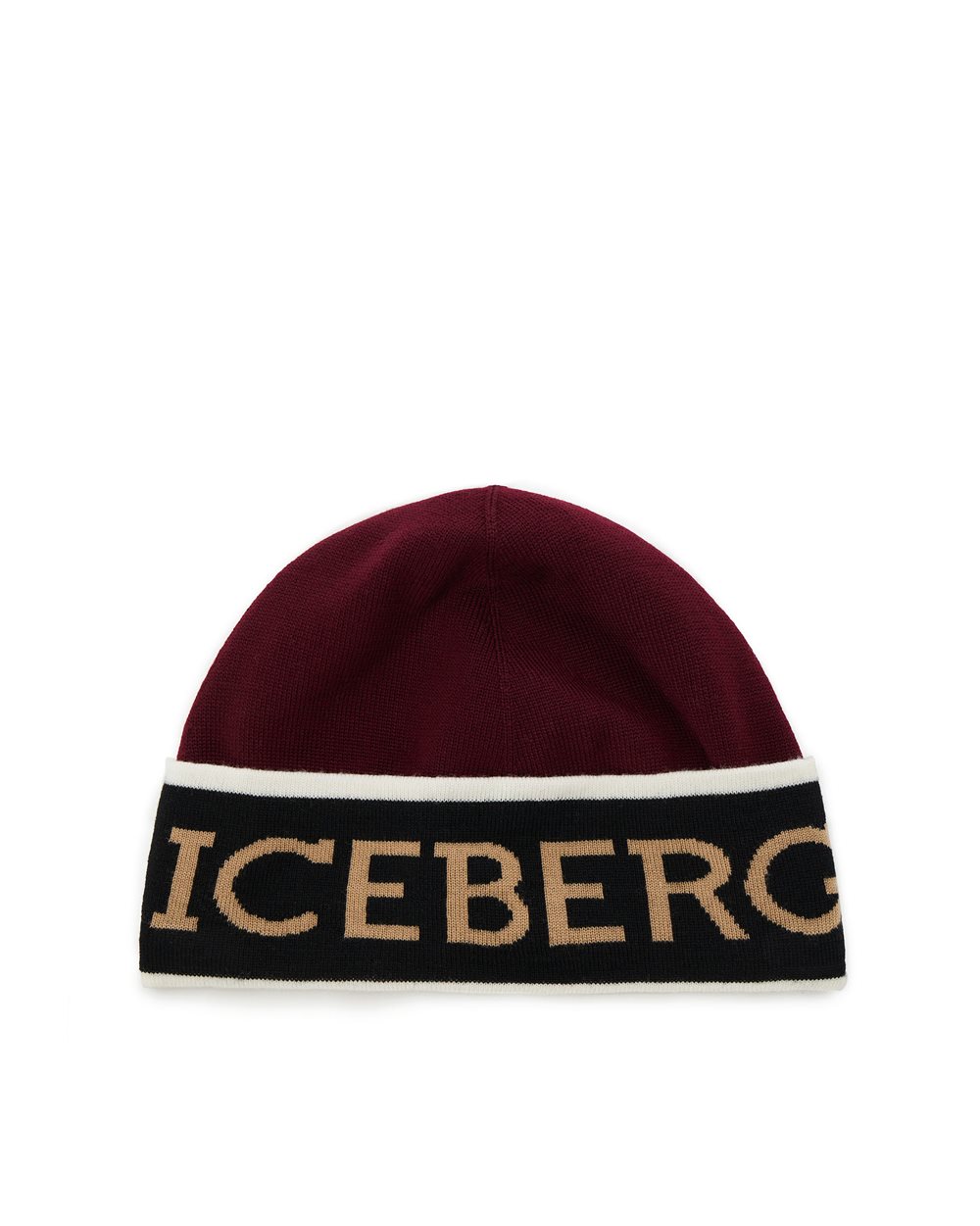 Bordeaux wool beanie with logo - Iceberg - Official Website