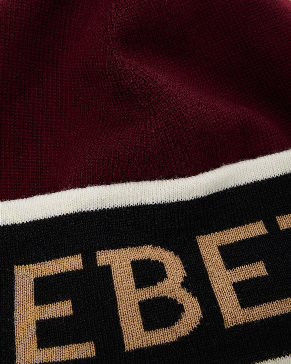 Bordeaux wool beanie with logo - Iceberg - Official Website
