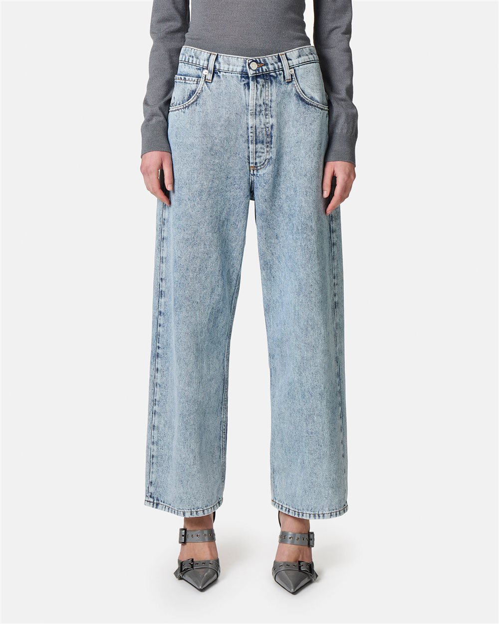 Wide leg jeans with logo - Iceberg - Official Website