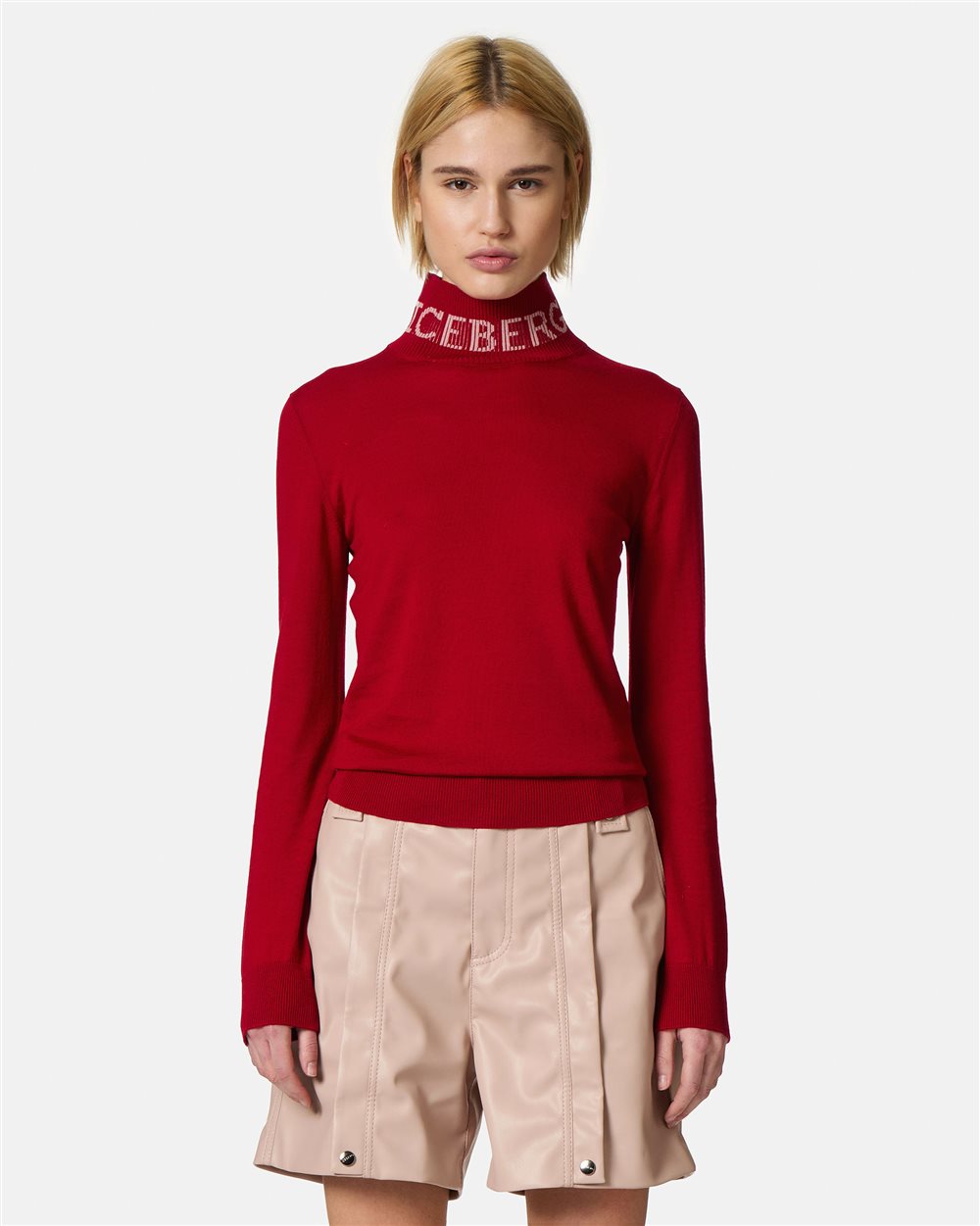 Wool polo neck jumper with logo - Iceberg - Official Website