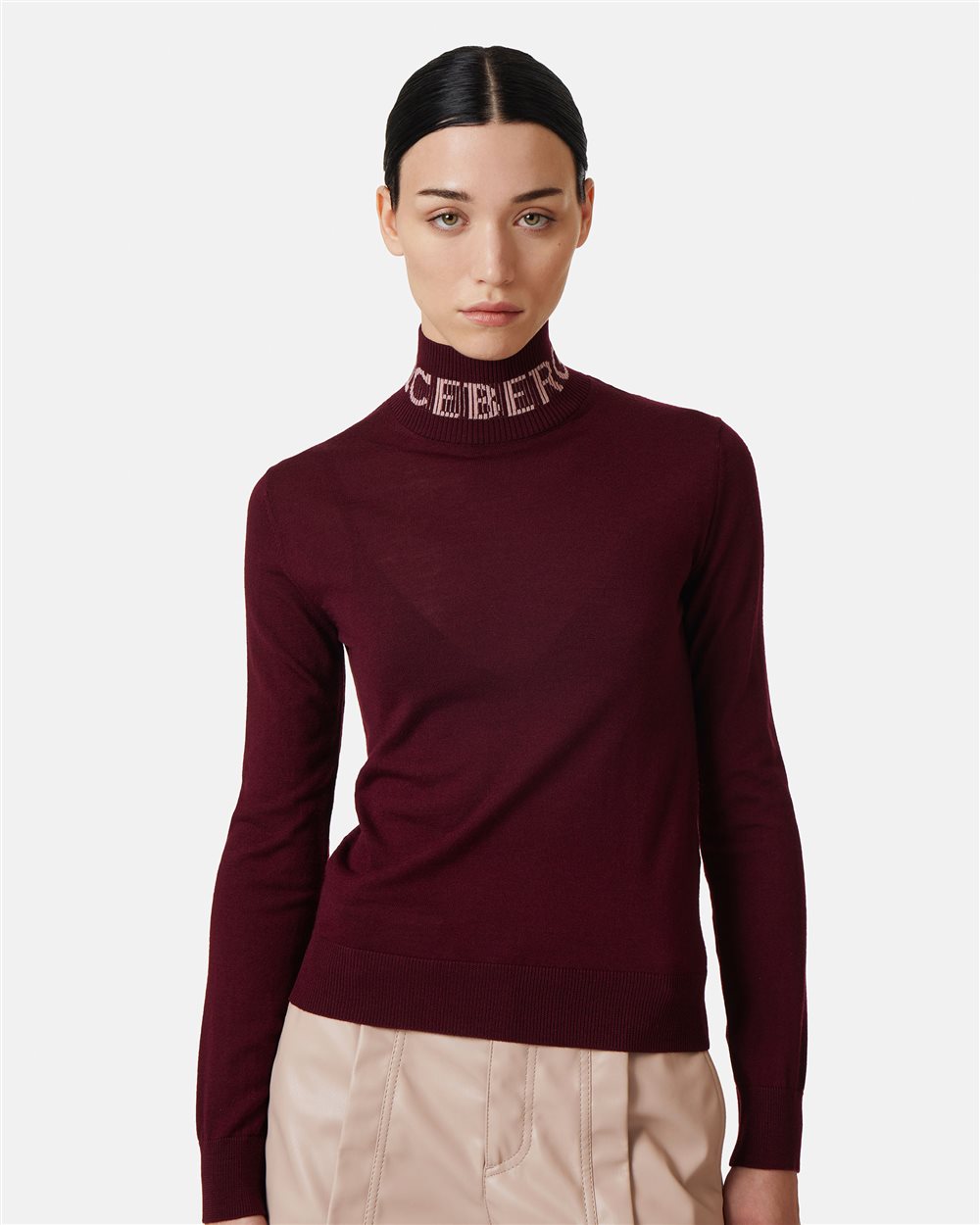 Wool polo neck jumper with logo - Iceberg - Official Website