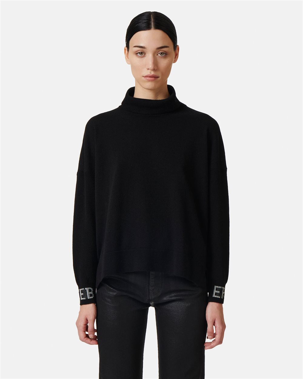 Black polo neck sweater with logo - Iceberg - Official Website
