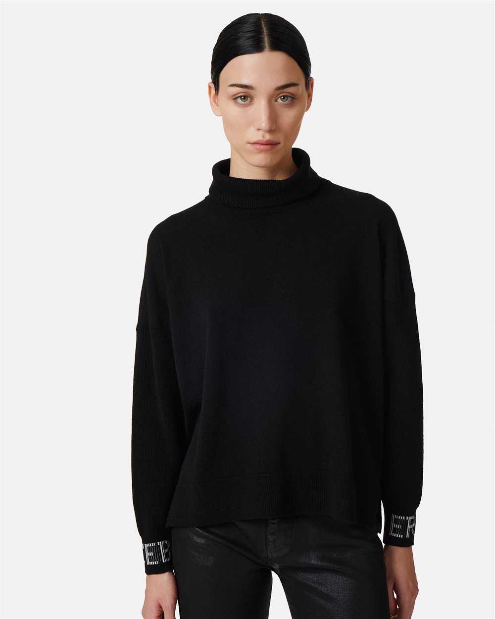 Black polo neck sweater with logo - Iceberg - Official Website
