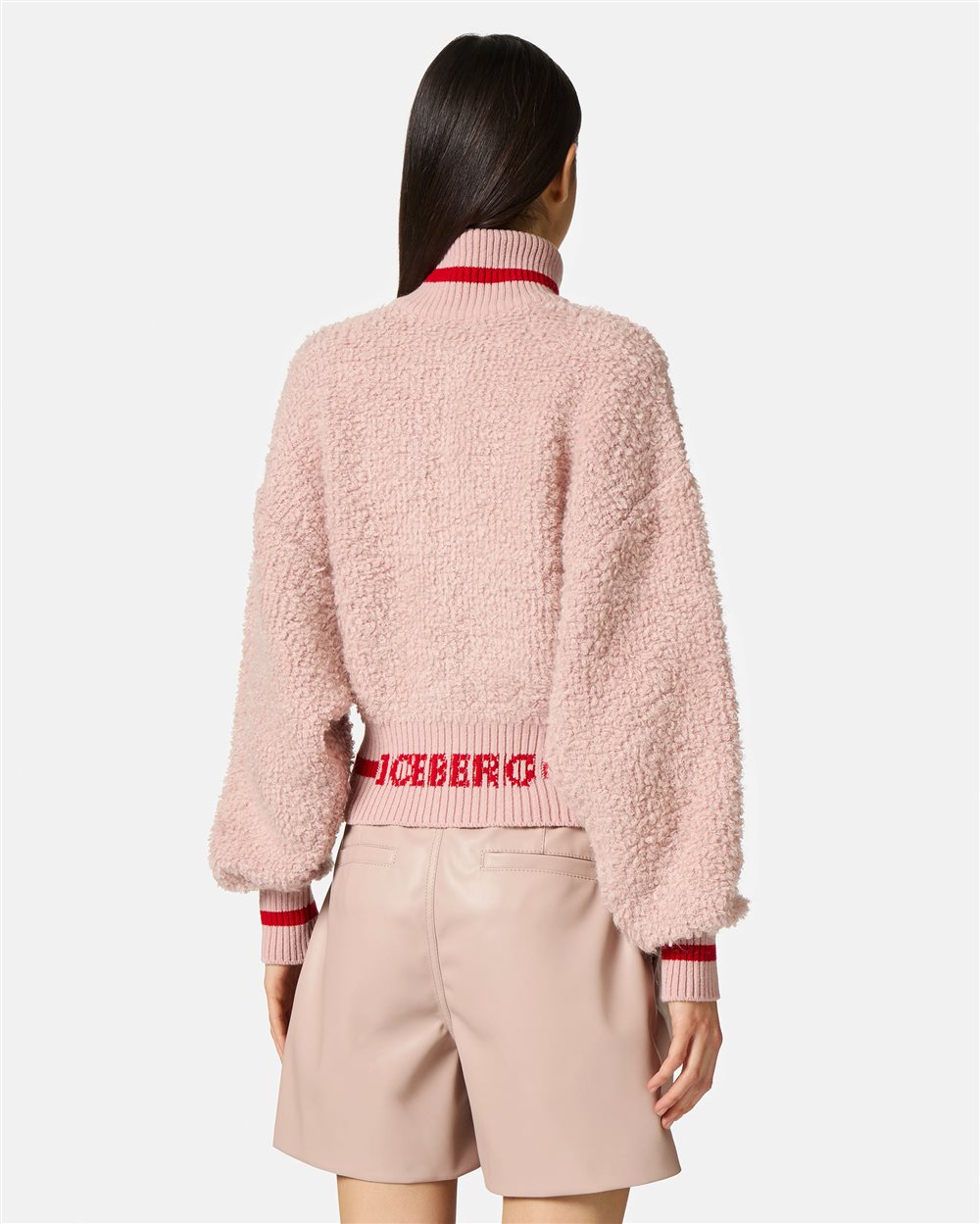 High neck cardigan with zip and logo - Iceberg - Official Website