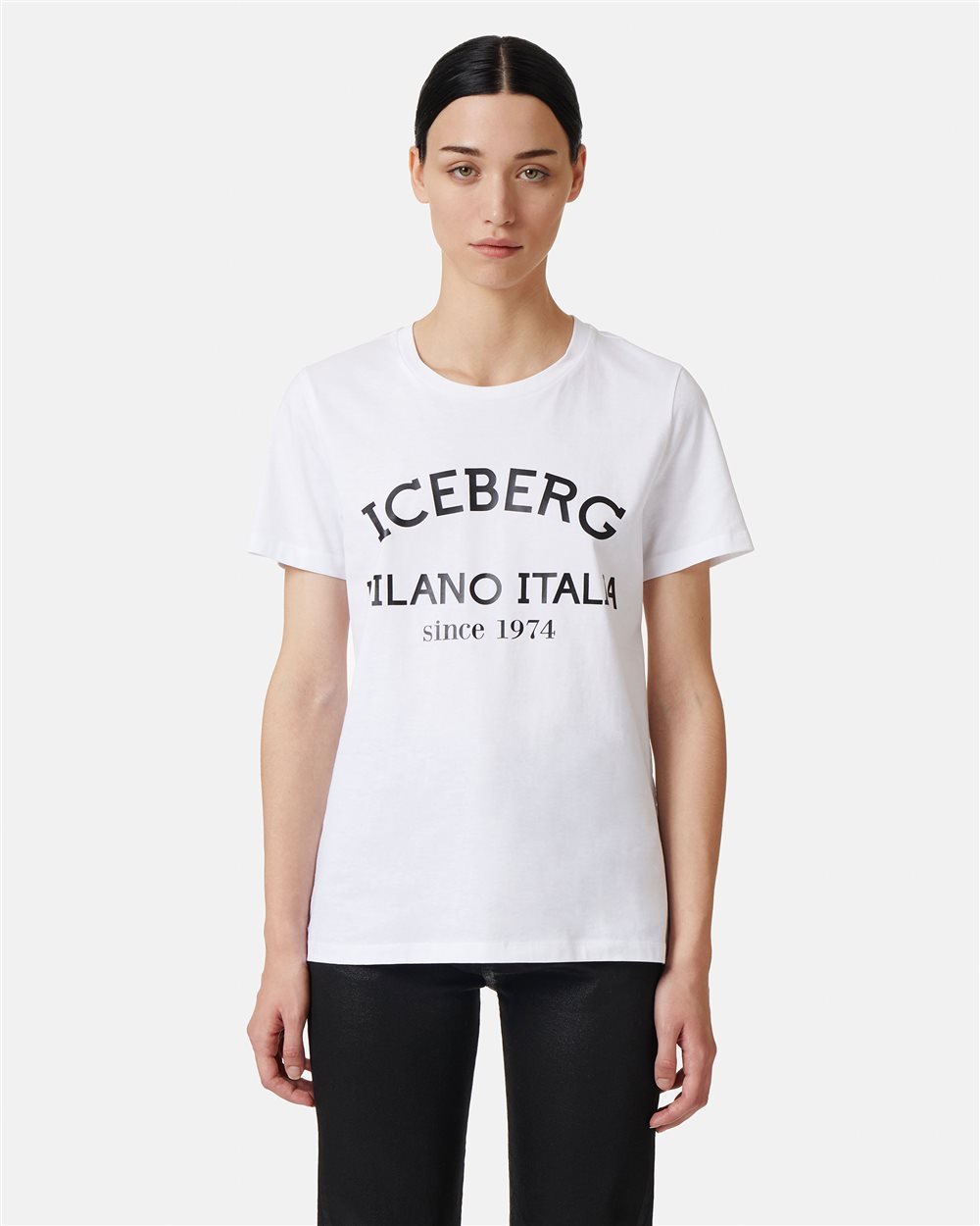 White T-shirt with institutional logo - Iceberg - Official Website