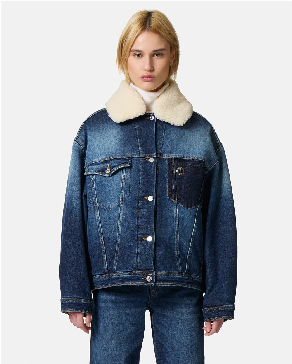 Denim jacket with eco-fur collar - Iceberg - Official Website
