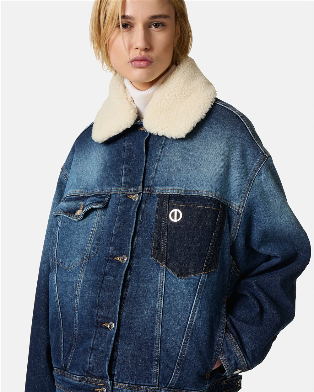 Denim jacket with eco-fur collar - Iceberg - Official Website