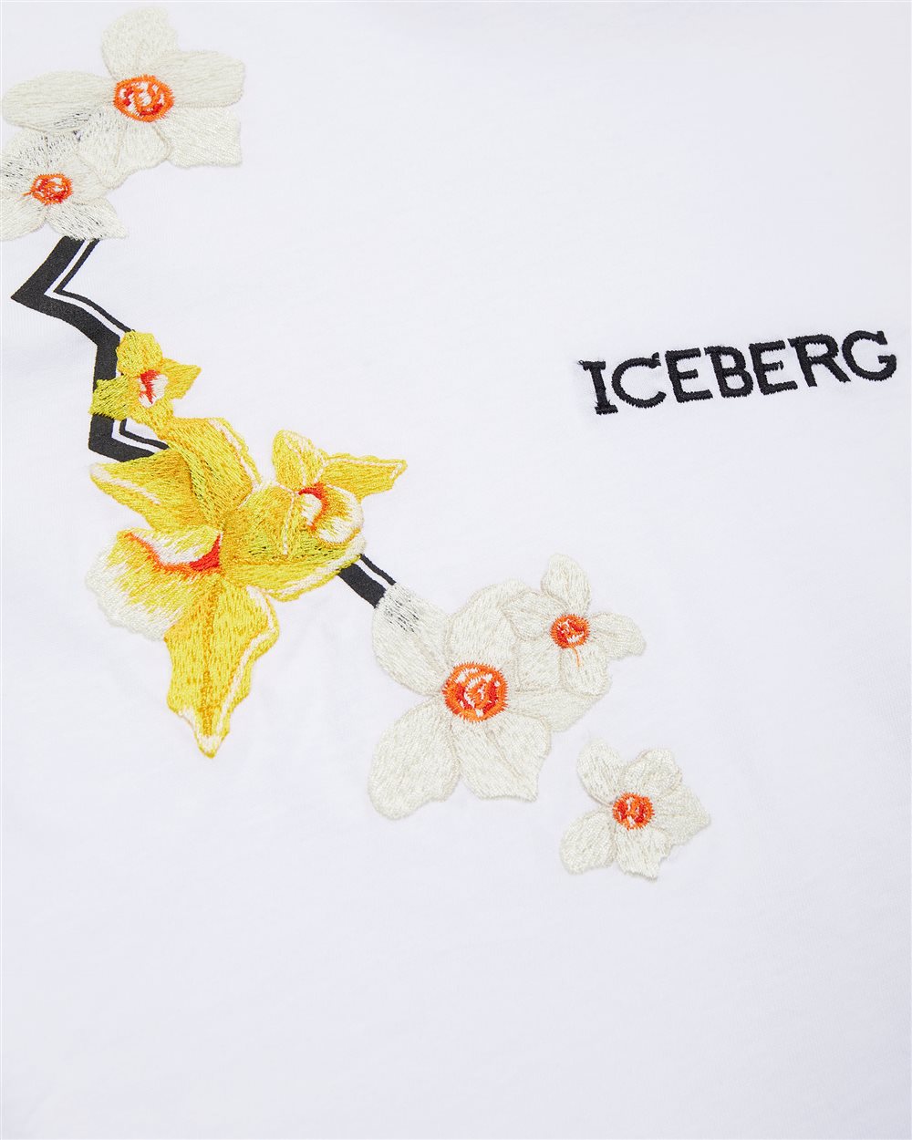 White T-shirt with flowers and logo - Iceberg - Official Website