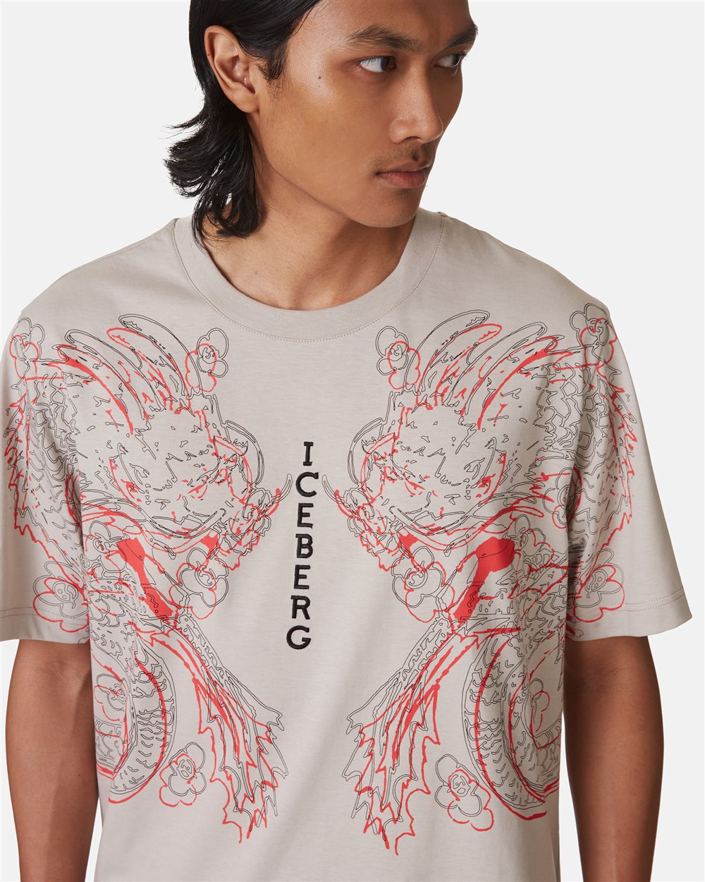 T-shirt with Asian graphics and logo - Iceberg - Official Website