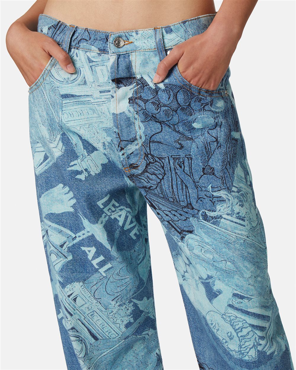 5 pocket jeans with Roma print - Iceberg - Official Website