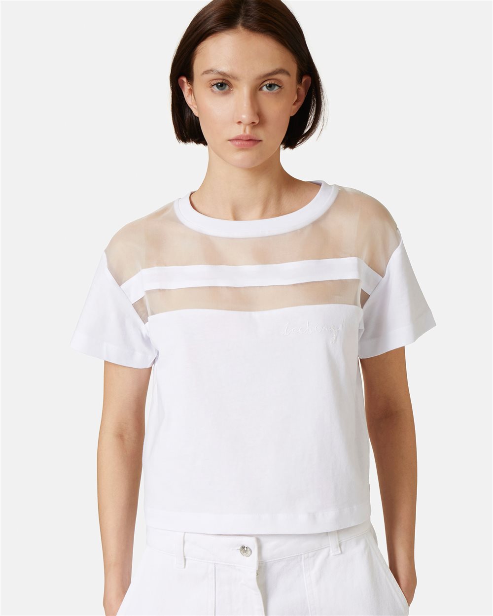 Cotton and organza T-shirt - Iceberg - Official Website