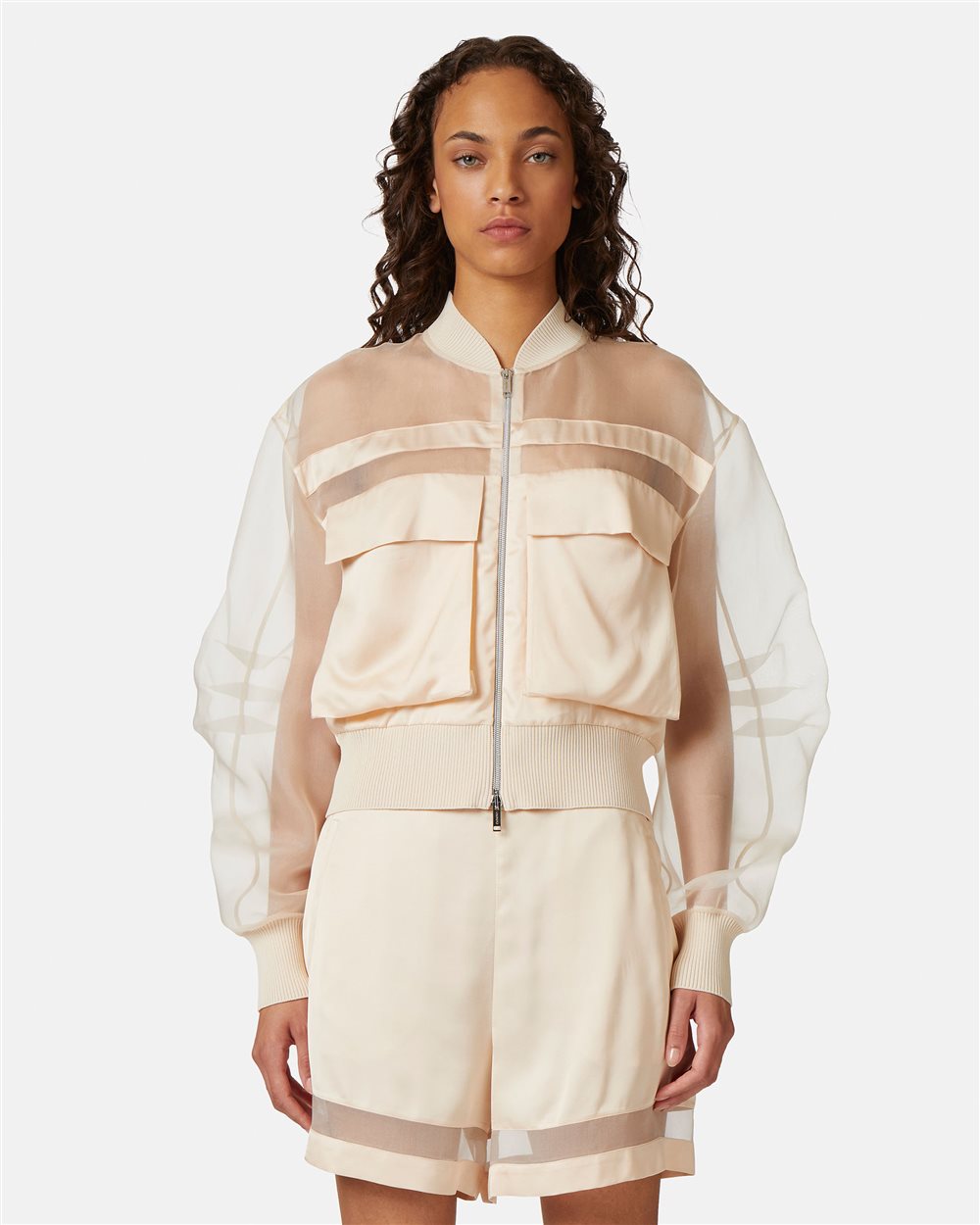 Bomber jacket in satin and organza - Iceberg - Official Website