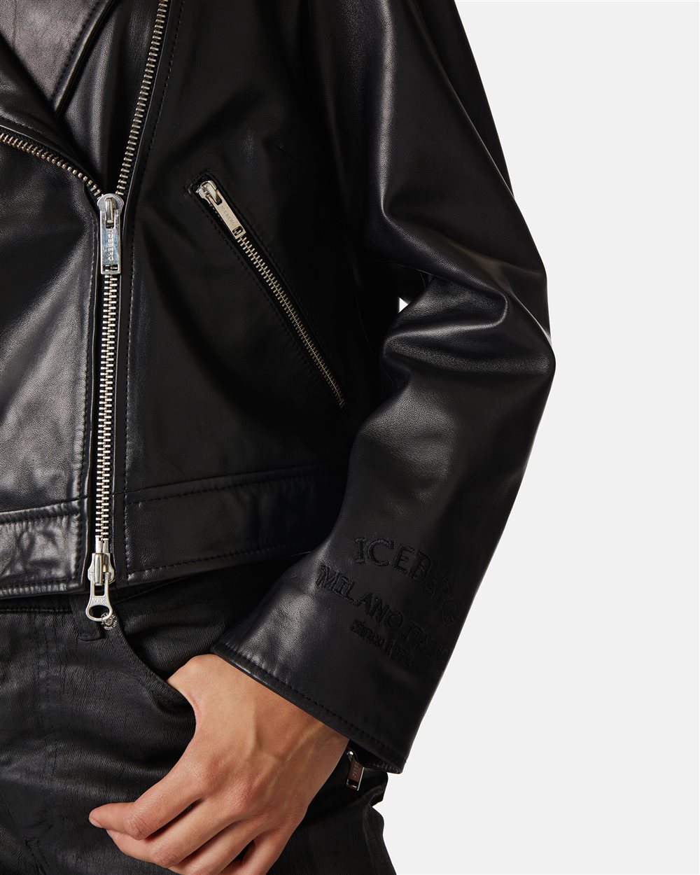 Biker jacket with logo - Iceberg - Official Website