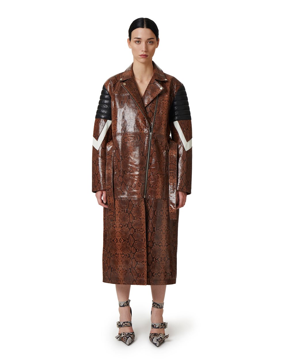 Snake print eco-leather trench coat - Iceberg - Official Website
