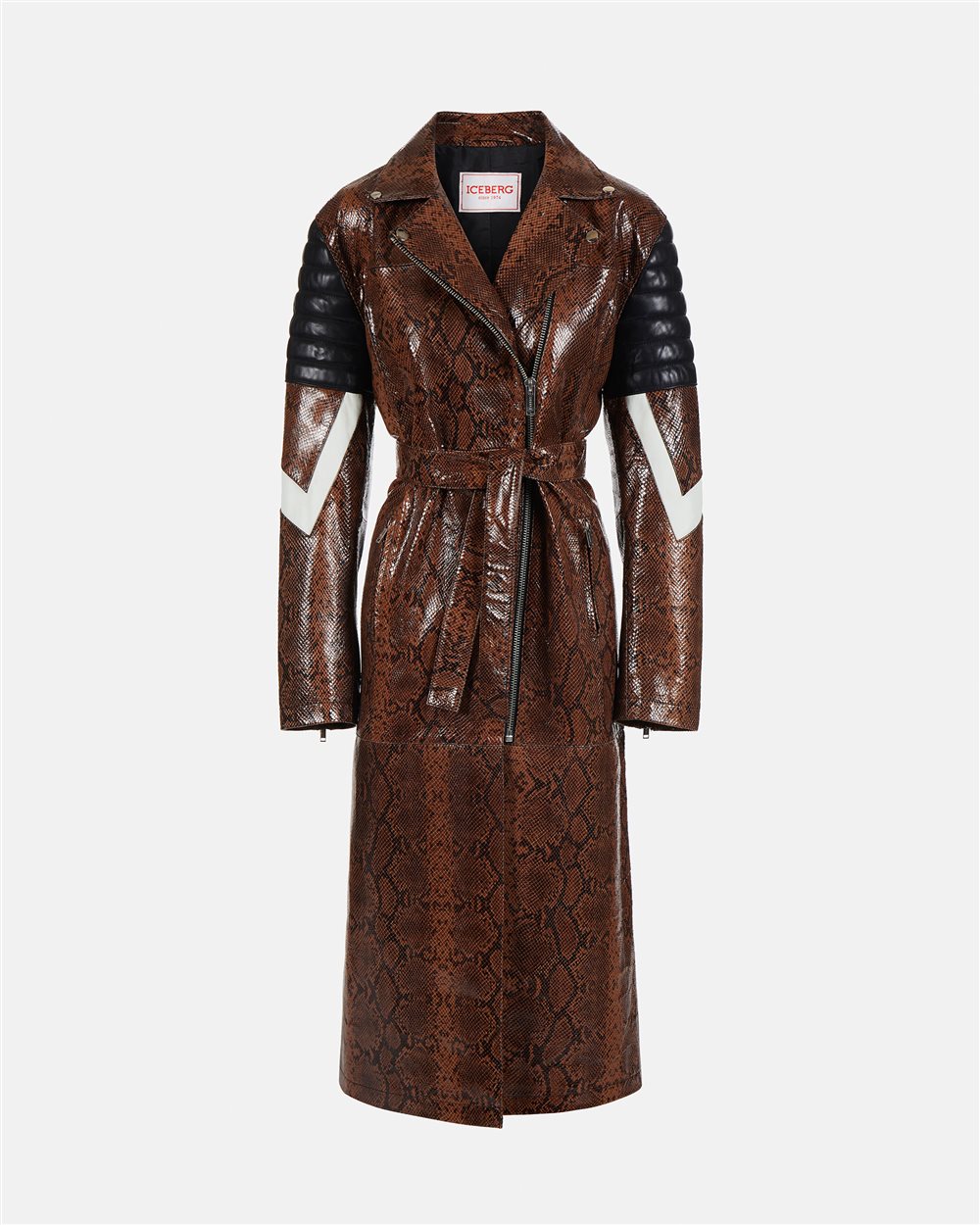 Snake print eco-leather trench coat - Iceberg - Official Website