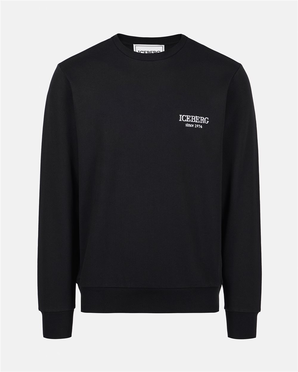 Black crewneck sweatshirt with embroidered Iceberg logo Iceberg