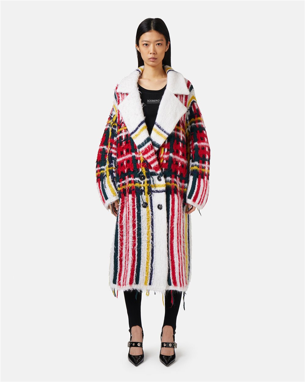 Mohair coat with check inlay | Iceberg