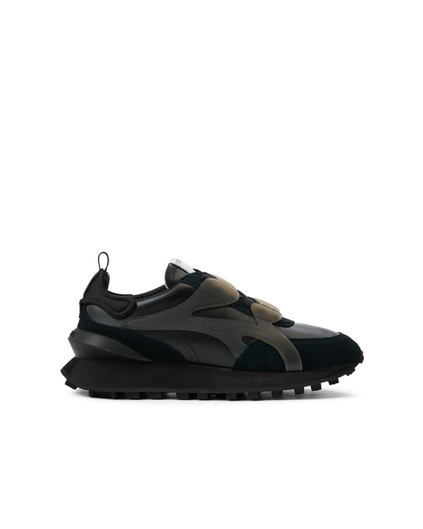 Black athletic inspired sneakers in leather and suede Iceberg