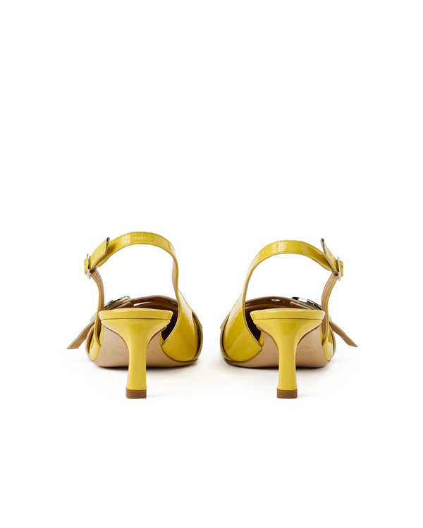 Yellow kitten heel pumps top
