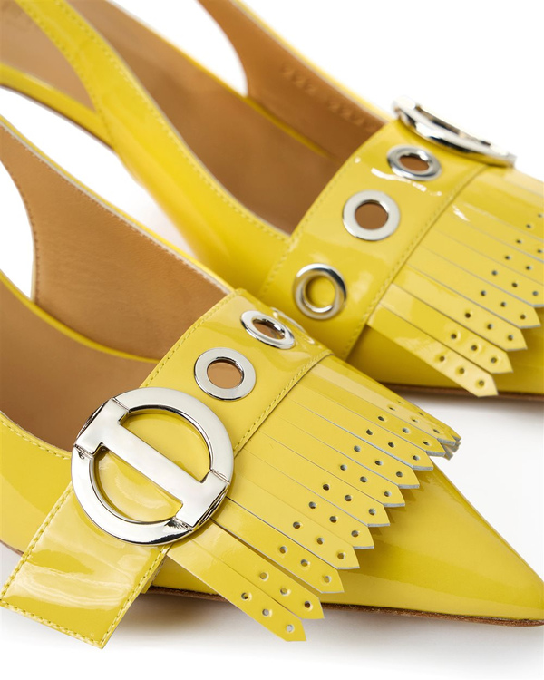 Yellow fringe heels on sale