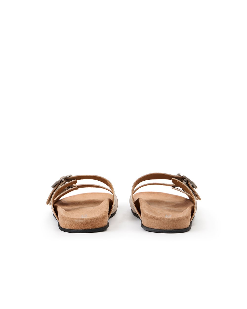 Low-top slipper in optical white with double straps and buckles - Iceberg - Official Website