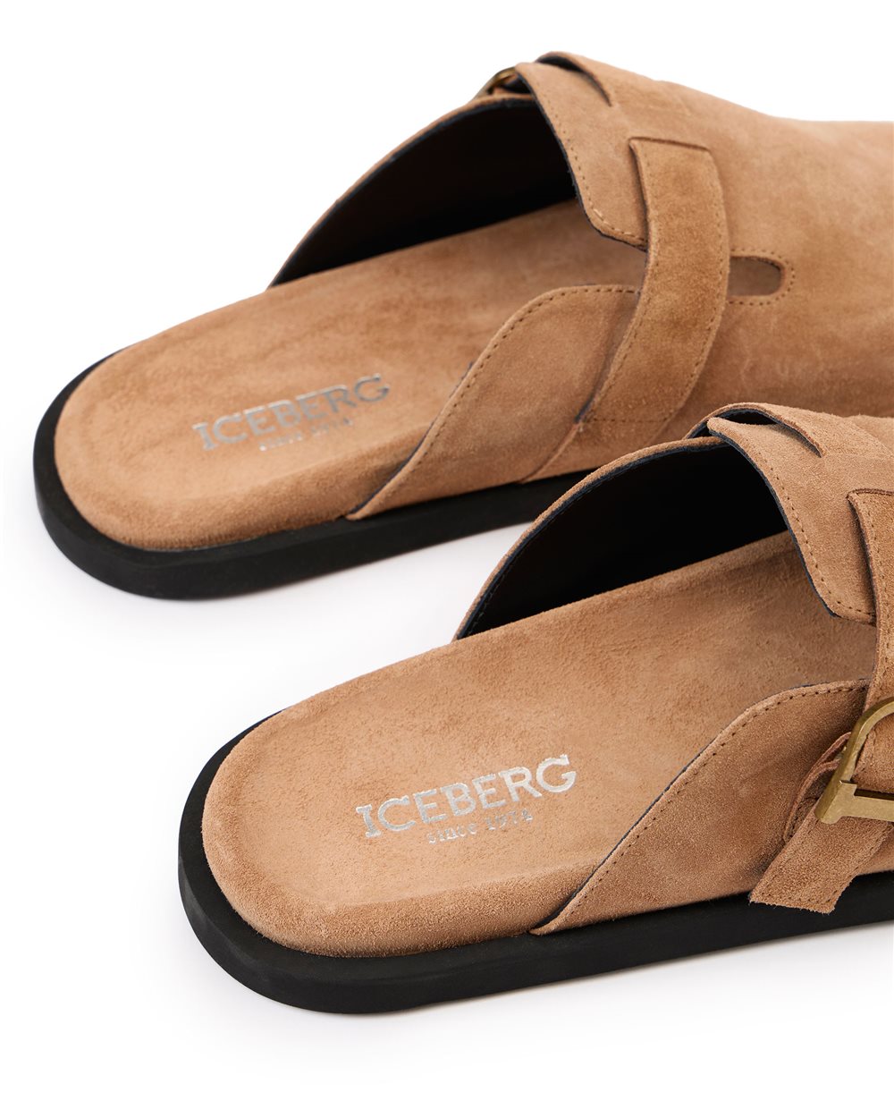 Low-cut mule slippers in terracotta color with strap and buckle - Iceberg - Official Website