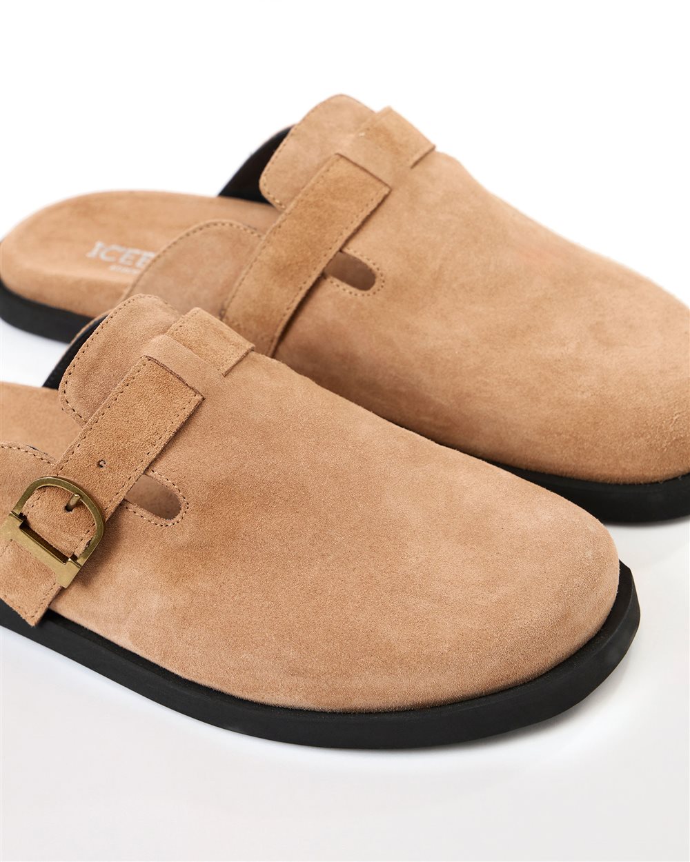 Low-cut mule slippers in terracotta color with strap and buckle - Iceberg - Official Website