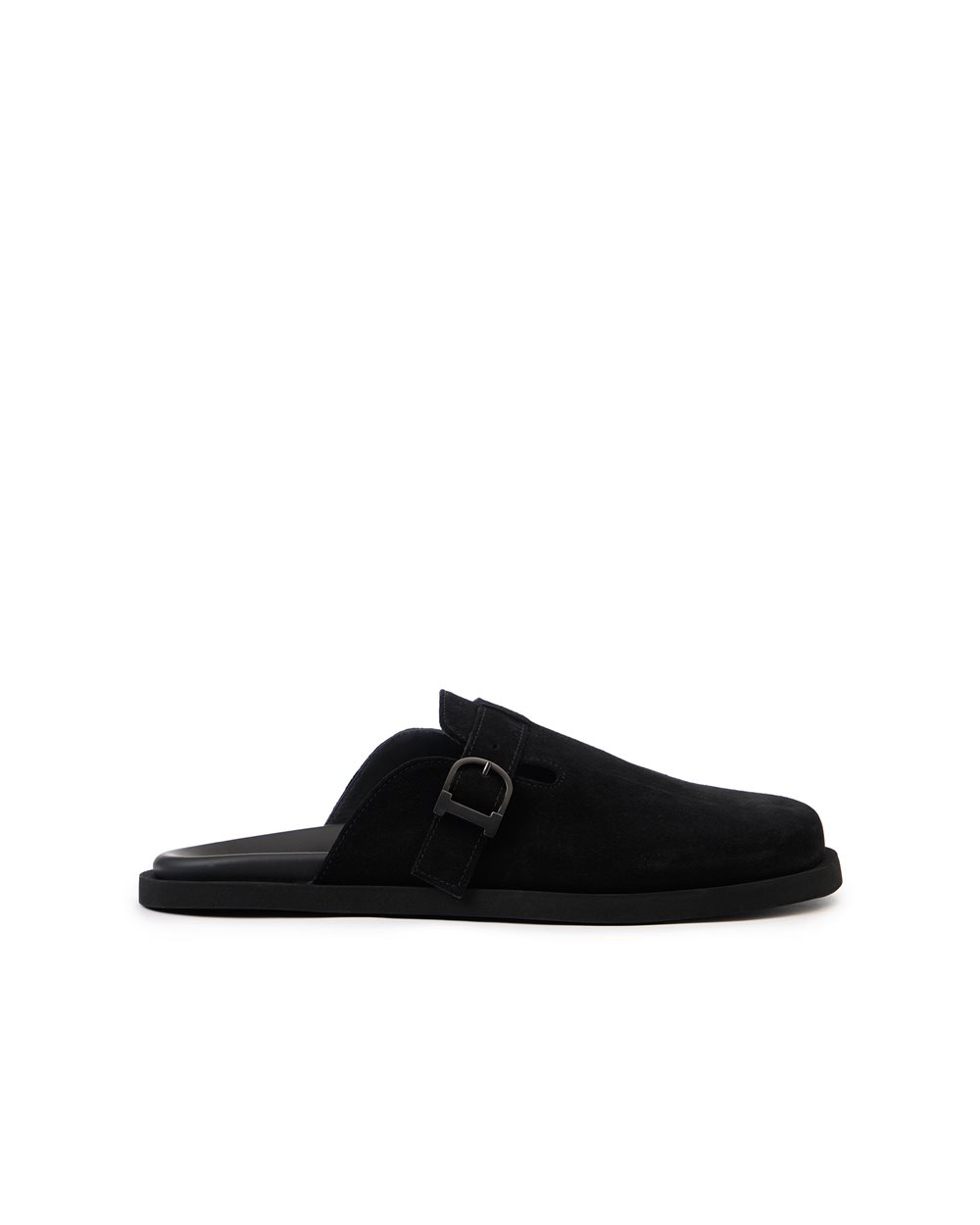 Low-cut black mule slippers with strap and buckle - Iceberg - Official Website