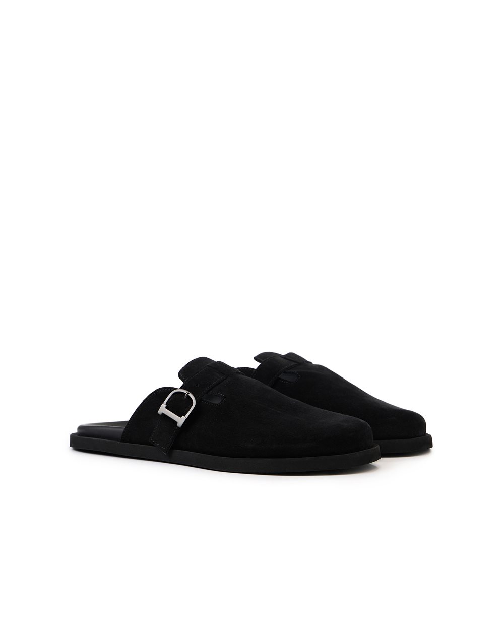 Low-cut black mule slippers with strap and buckle - Iceberg - Official Website
