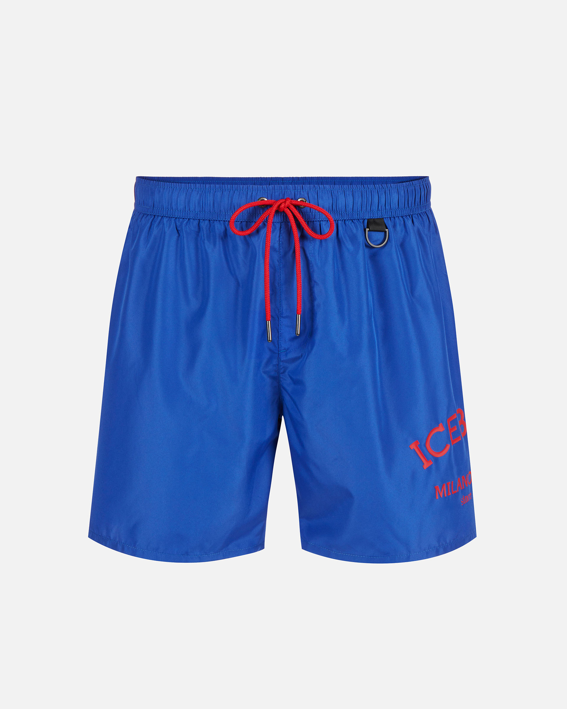 Blue swim boxer shorts with drawstring and contrasting Iceberg logo on the leg - Iceberg - Official Website