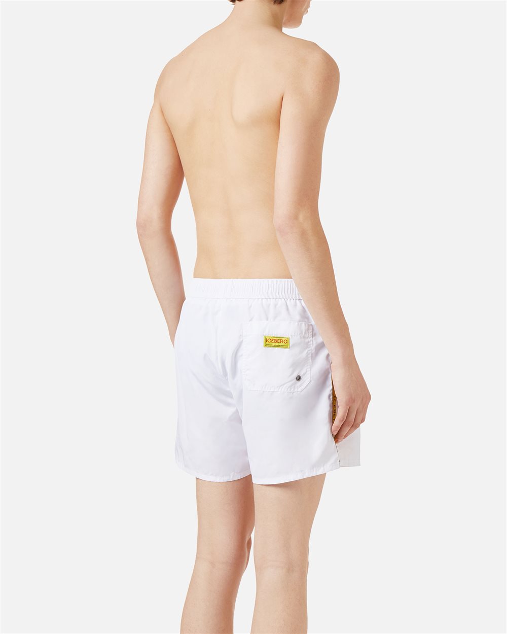 Optical white swim trunks with contrasting drawstring - Iceberg - Official Website