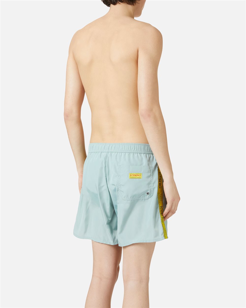 Sage Green Swim Trunks with Contrast Drawstring - Iceberg - Official Website