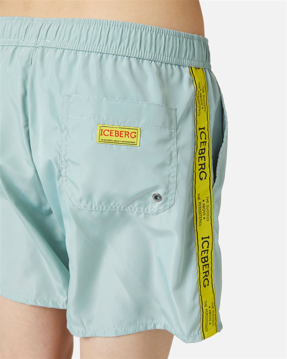 Sage Green Swim Trunks with Contrast Drawstring - Iceberg - Official Website