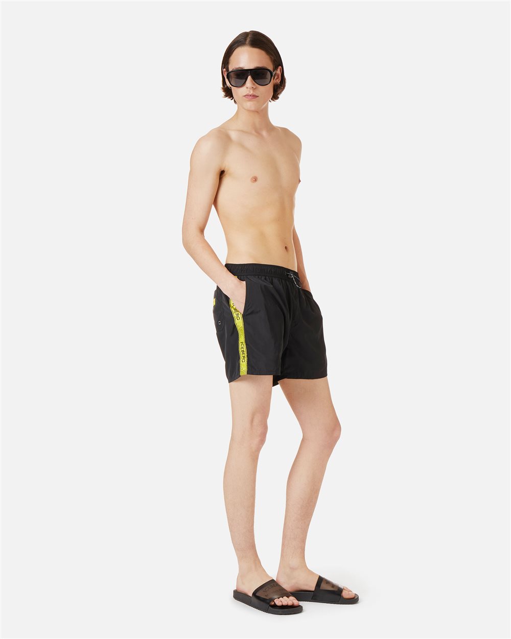 Black swim trunks with contrasting drawstring - Iceberg - Official Website