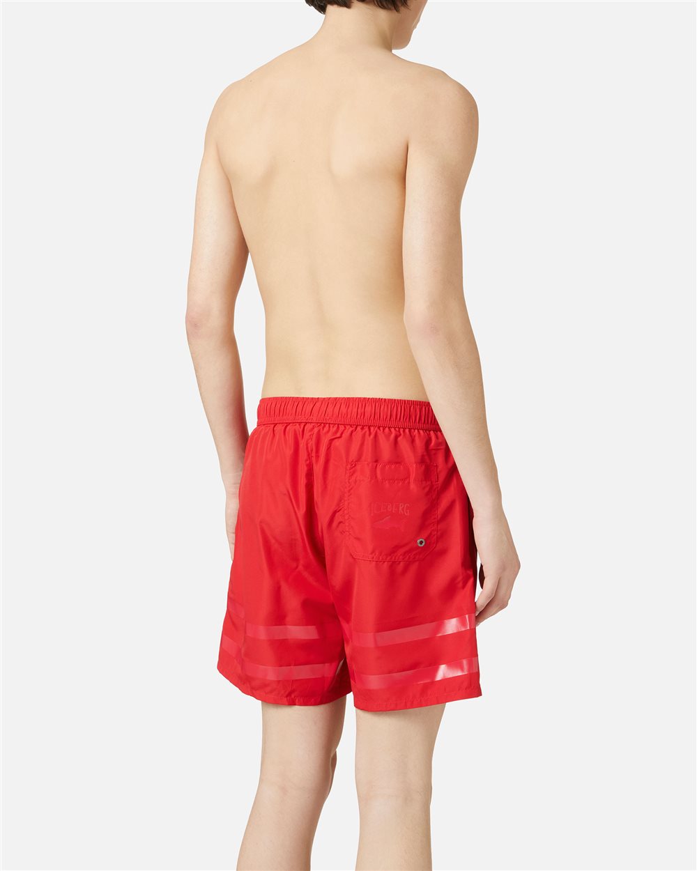 Boxer mare rosso con stampe gommate tono su tono e coulisse a contrasto - Iceberg - Official Website