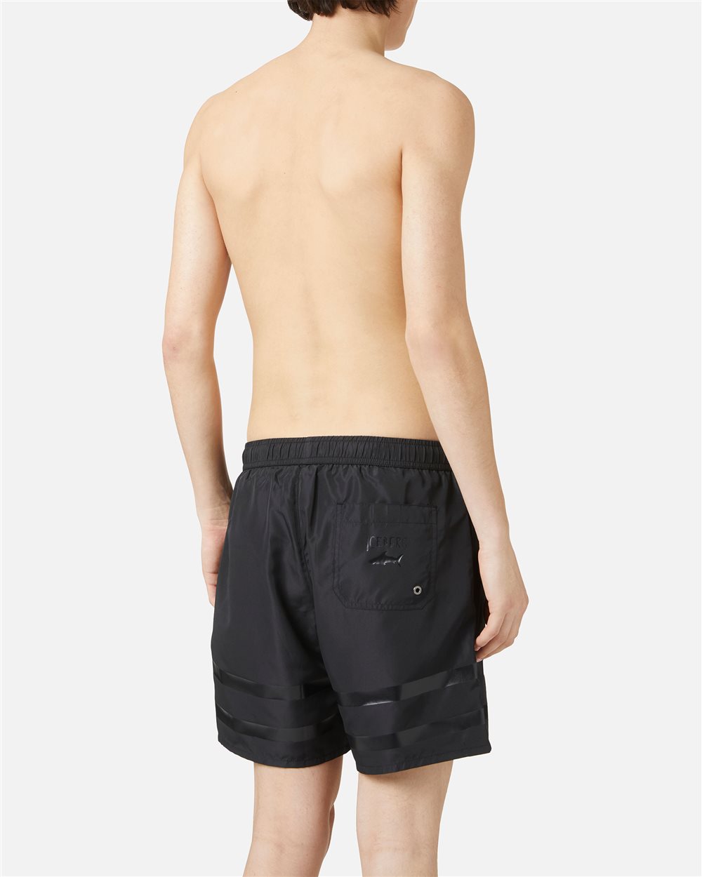 Black swim trunks with tone-on-tone rubber prints and drawstring - Iceberg - Official Website