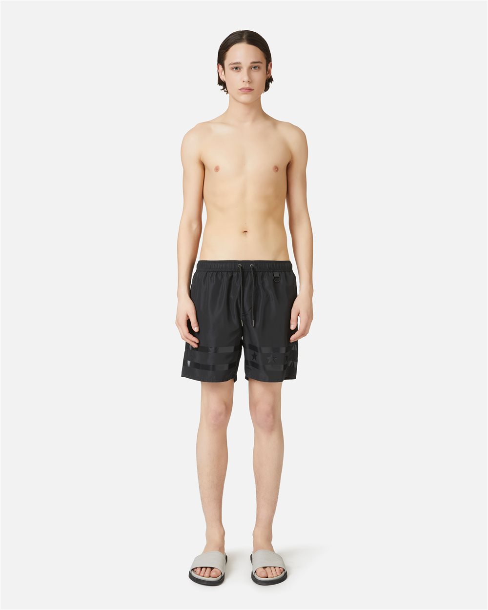 Black swim trunks with tone-on-tone rubber prints and drawstring - Iceberg - Official Website