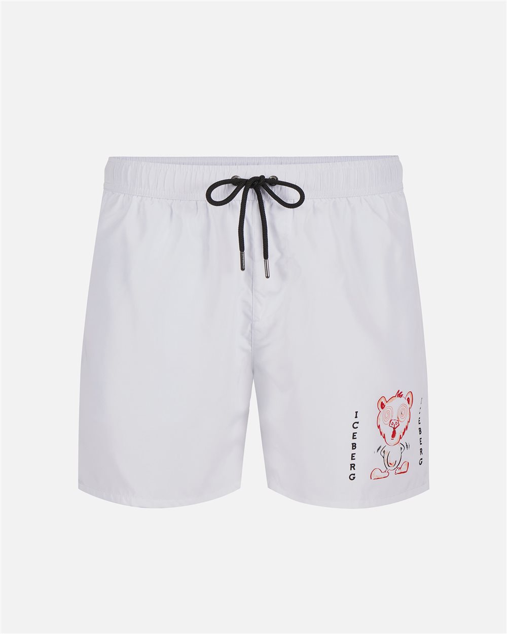 Badehose in optischem Weiß mit Prints und Tunnelzug - Iceberg - Official Website