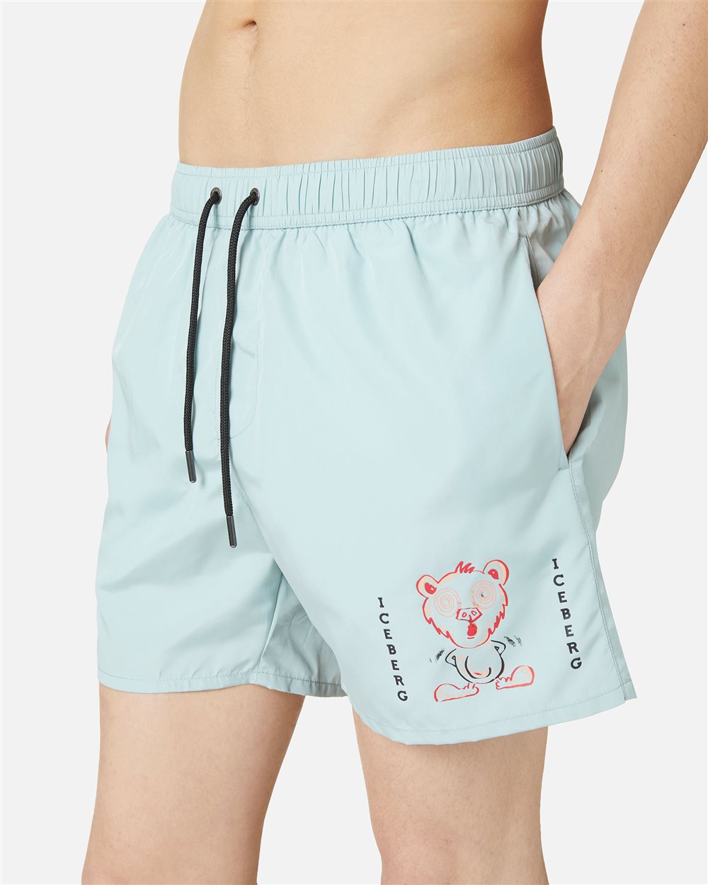 Boxer mare verde salvia con stampe e coulisse - Iceberg - Official Website