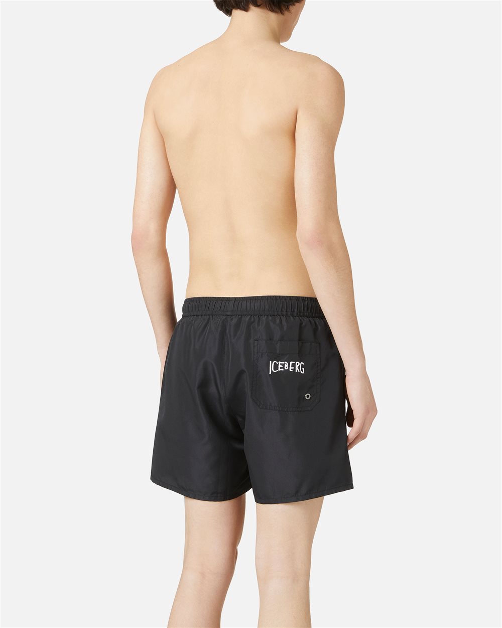 Badehose in Schwarz mit Prints und Tunnelzug - Iceberg - Official Website