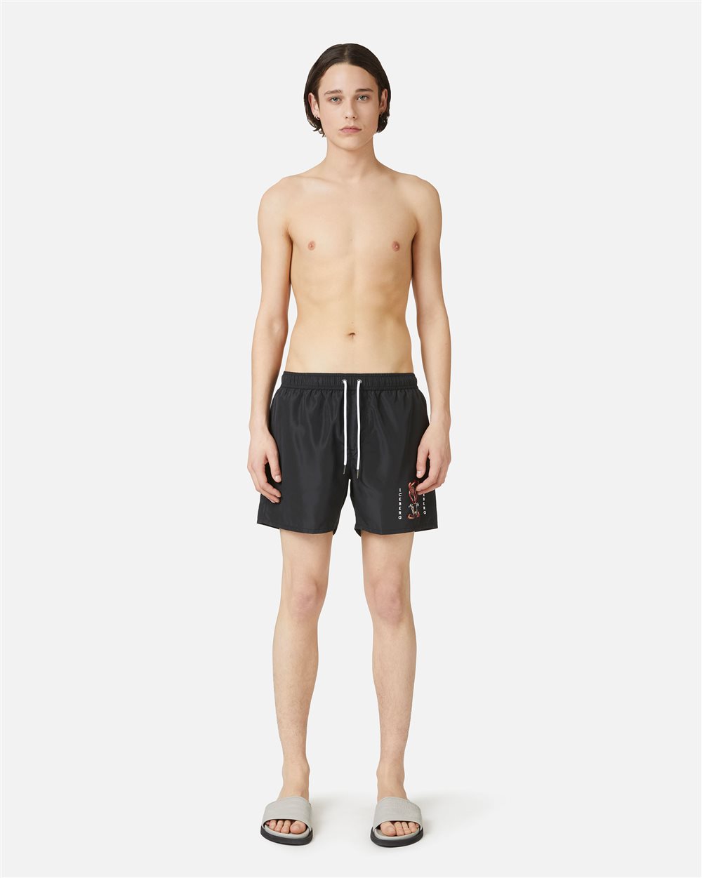Badehose in Schwarz mit Prints und Tunnelzug - Iceberg - Official Website
