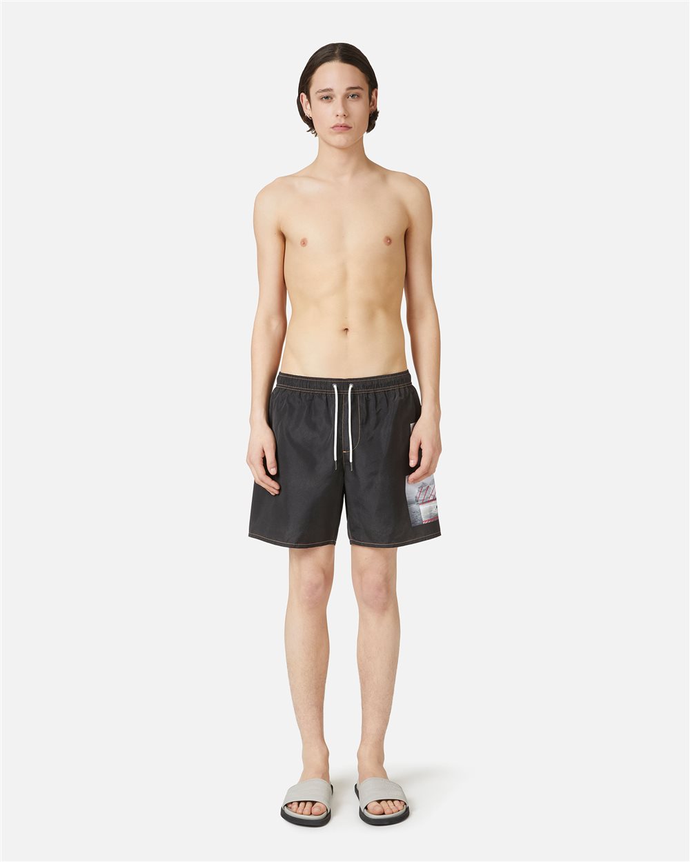 Boxer mare nero con stampe e coulisse - Iceberg - Official Website