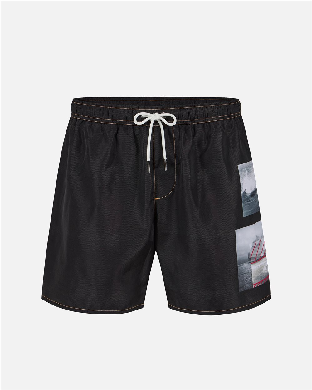 Boxer mare nero con stampe e coulisse - Iceberg - Official Website