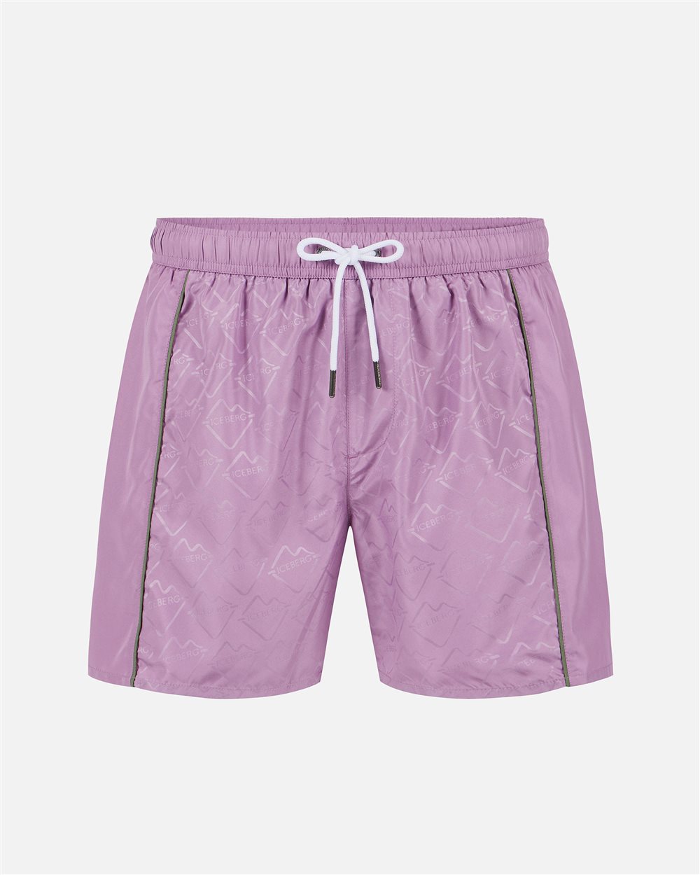 Purple swim trunks with tone-on-tone side bands and drawstring - Iceberg - Official Website