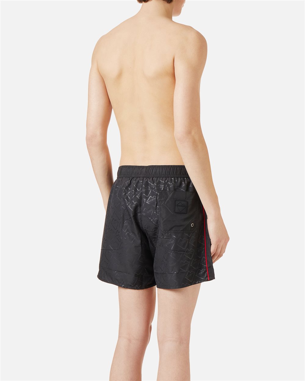 Black swim trunks with tone-on-tone side bands and drawstring - Iceberg - Official Website