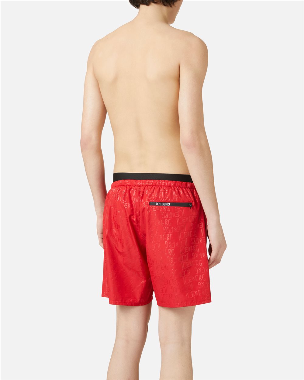 Rote Badehose mit Gummibund, Tunnelzug und Iceberg-Logo - Iceberg - Official Website