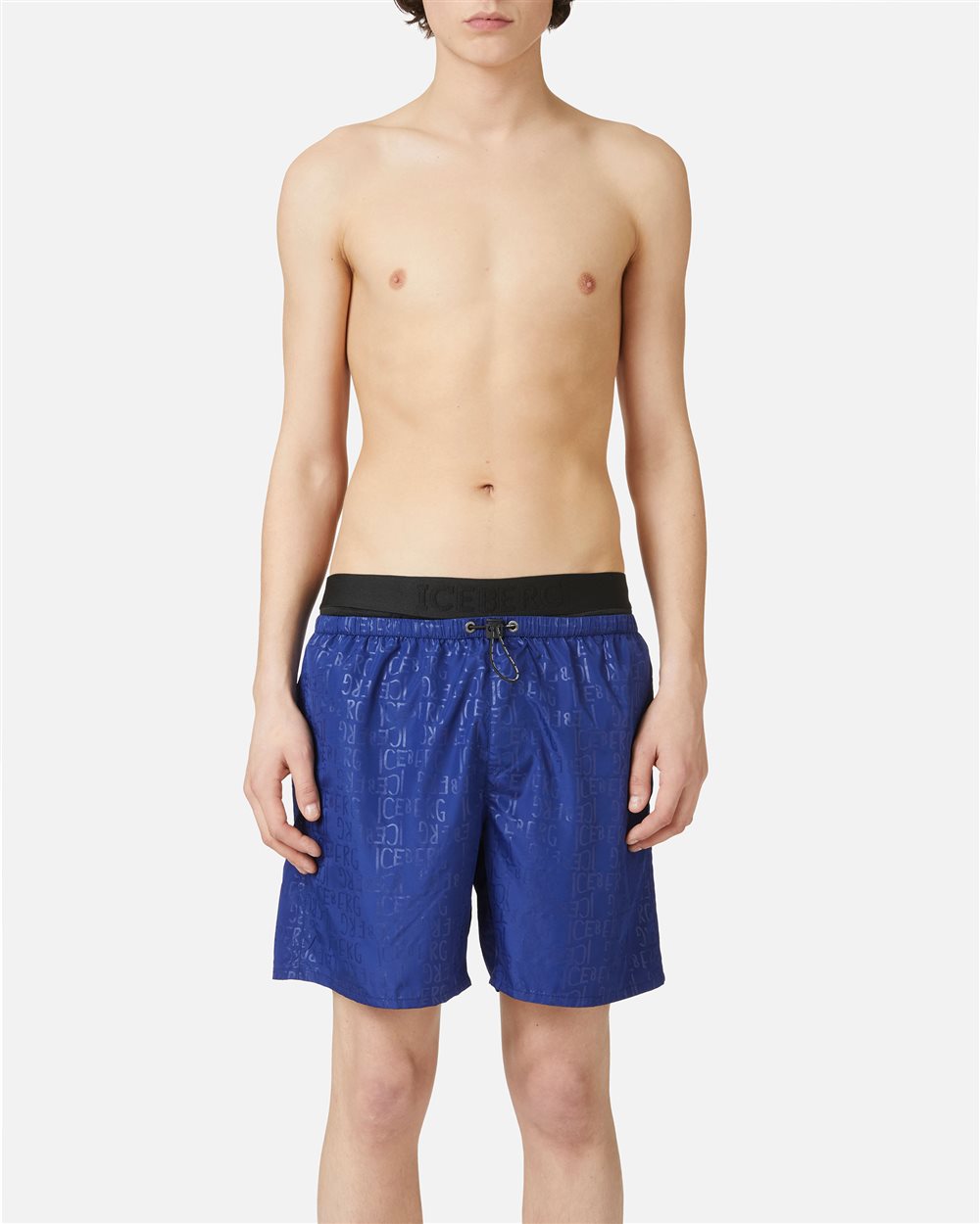 Blaue Badehose mit Gummibund, Tunnelzug und Iceberg-Logo - Iceberg - Official Website