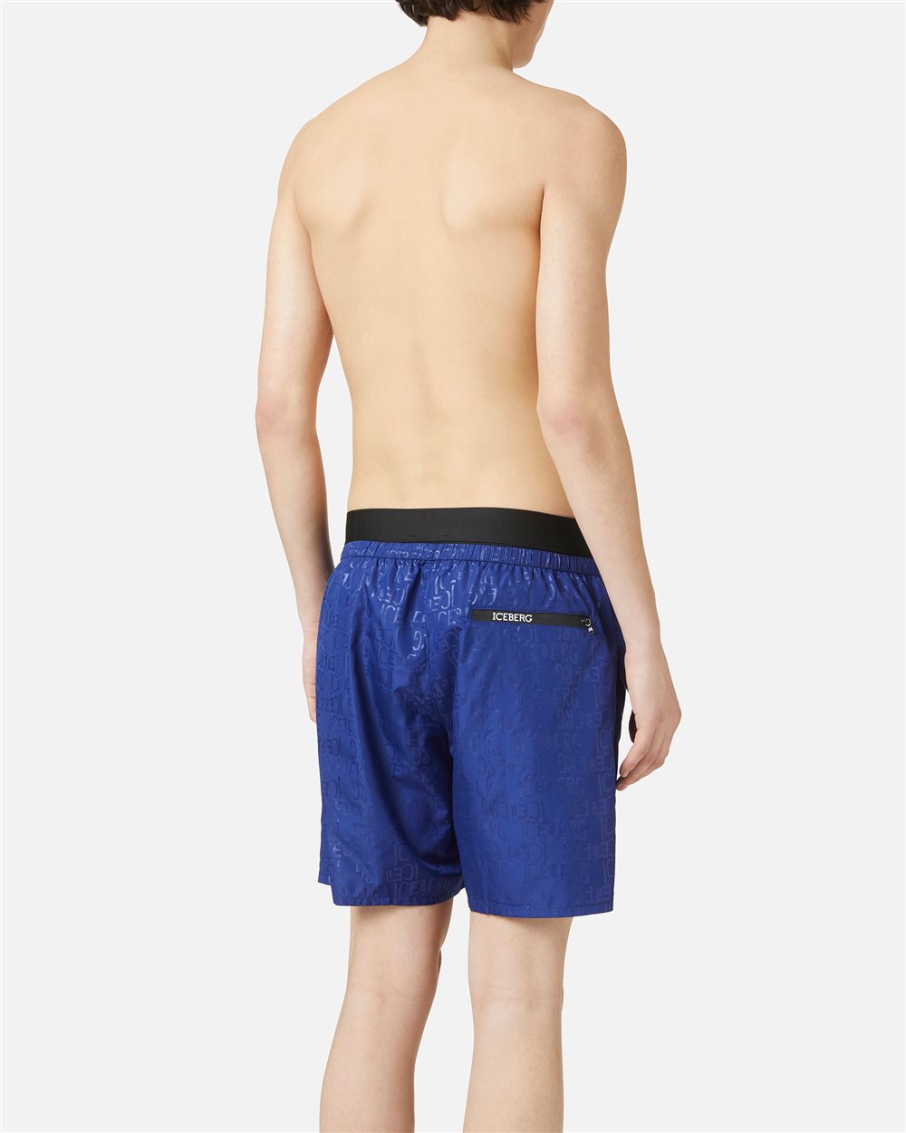 Blaue Badehose mit Gummibund, Tunnelzug und Iceberg-Logo - Iceberg - Official Website