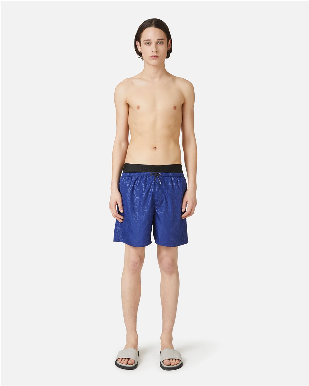 Blaue Badehose mit Gummibund, Tunnelzug und Iceberg-Logo - Iceberg - Official Website